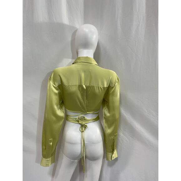 Christopher Esber Green Silk Crop Tie Shirt Size 6 - Picture 3 of 5
